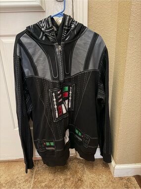 Star Wars Black and Gray Hooded Zip-Up Jacket with Console Prints
